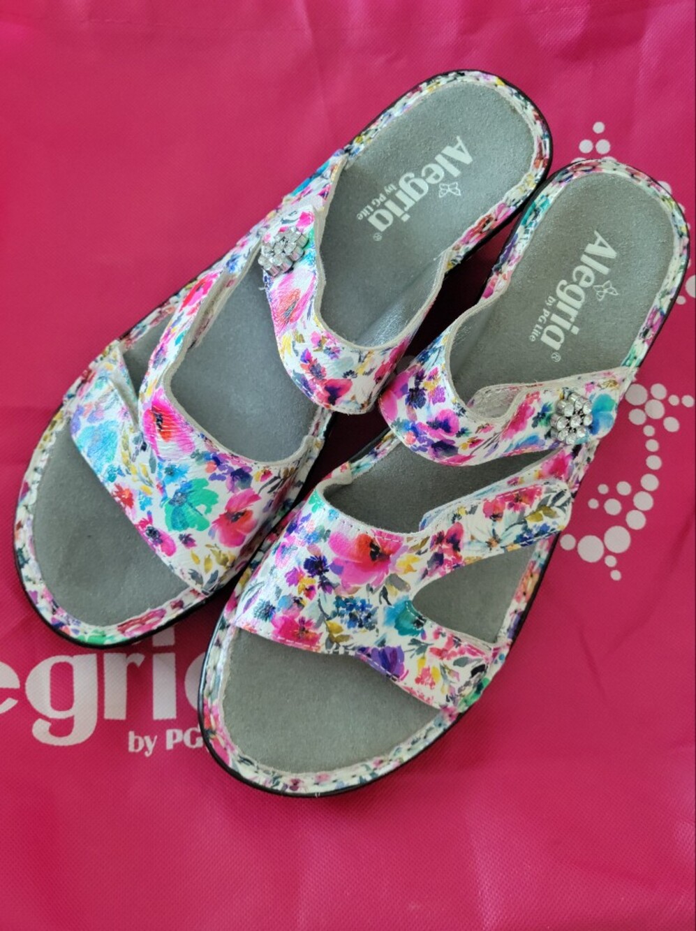 Alegria Loti Blooms Floral Slide Wedge Sandals W Sz 42 (US 11/11.5) Never Worn